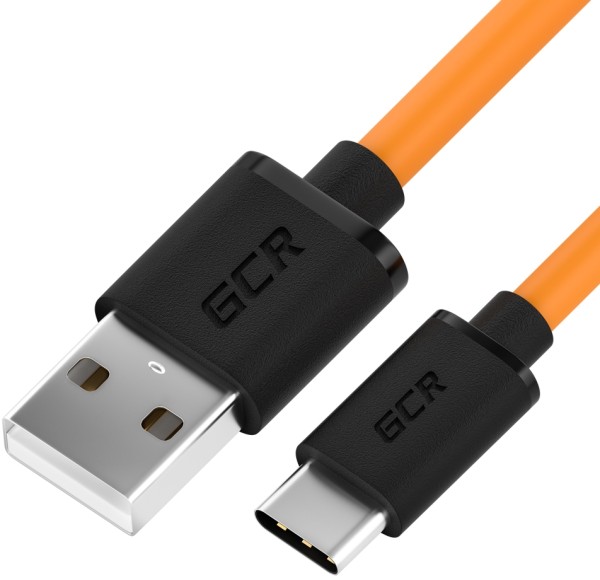 GCR QC Кабель 0.5m, TypeC, быстрая зарядка, оранжевый TPE, черные коннекторы, 28/22 AWG, GCR-52722 Greenconnect USB 2.0 Type-AM - USB 2.0 Type-C (m) 0.5м