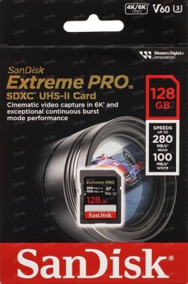 Флеш карта SD 128GB SanDisk SDXC Class 10 V60 UHS-II U3 V60 Extreme Pro 280/100MB/s