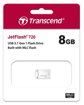 Флеш накопитель 8GB Transcend JetFlash 720S, USB 3.1, MLC, Cеребристый