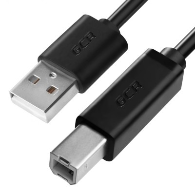 GCR Кабель 1.8m USB 2.0, AM/BM, черный, 28/28 AWG, экран, армированный, морозостойкий, GCR-UPC5M-BB2S-1.8m Greenconnect USB 2.0 AM - USB 2.0 BM 1.8 м