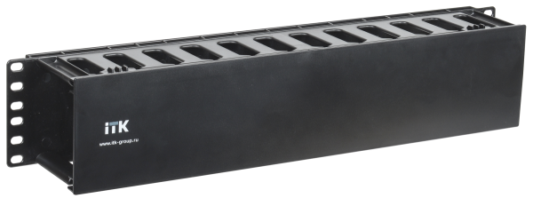 19" пластиковый кабельный органайзер с крышкой, глубина 60мм, 2U, черный ITK CO05-2PC