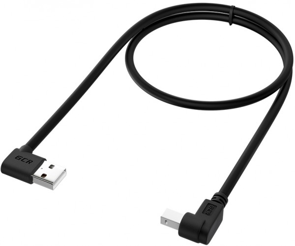 Greenconnect Кабель 0.5m USB 2.0, AM угловой/BM угловой, черный, 28/28 AWG, экран, армированный, морозостойкий, GCR-AUPC5AM-BB2S-0.5m Greenconnect USB 2.0 Type-AM - USB 2.0 Type-BM 0.5м