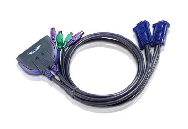 2-х портовый KVM переключатель PS/2, 0,9м ATEN CS62S