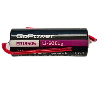 Батарейка GoPower ER18505 PK1 Li-SOCl2 3.6V с выводами GoPower 00-00026701