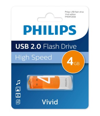 Флеш накопитель 4GB PHILIPS VIVID2.0 4GB, USB 2.0