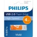 Флеш накопитель 4GB PHILIPS VIVID2.0 4GB, USB 2.0