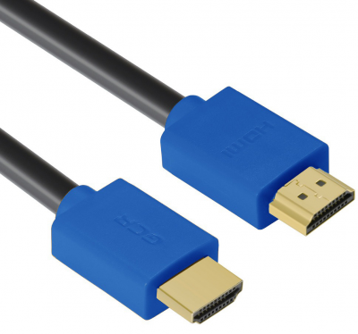 Greenconnect Кабель 0.3m HDMI версия 2.0, HDR 4:2:2, Ultra HD, 4K 60 fps 60Hz/5K*30Hz, 3D, AUDIO, 18.0 Гбит/с, 28/28 AWG, OD7.3mm, тройной экран, черный, синие коннекторы, GCR-HM431-0.3m Greenconnect HDMI (m) - HDMI (m) 0.3м
