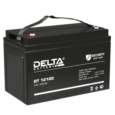 Аккумуляторная батарея Delta DT 12100 12В/100Ач, клемма Болт М8 (330х173х215мм (220мм); 28,6кг; Срок службы 7-10лет; Гар