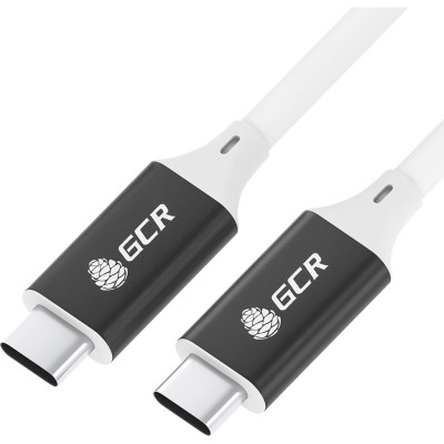 GCR Кабель USB 3.1 Type C-С, 2.0m белый, 100W/20V/5A, M/M, TPE, AL сase черный, белый ПВХ, экран, армированный Кабель Greenconnect 2 м (GCR-50867)
