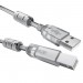 GCR Кабель PROF 0.75m USB 2.0, AM/BM, прозрачный, ферритовые кольца, 28/24 AWG, экран, армированный, морозостойкий, GCR-52421 Greenconnect USB 2.0 Type-AM - USB 2.0 Type-BM 0.75м