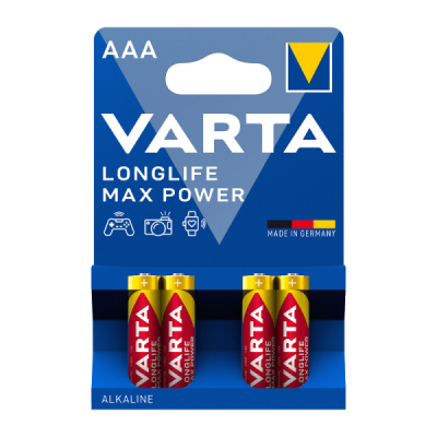 Батарейка Varta LONGLIFE MAX POWER (MAX TECH) LR03 AAA BL4 Alkaline 1.5V (4703) (4/40/200) VARTA 4703101404