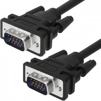 Greenconnect Кабель SVGA 1.8м чёрный, OD6.0mm. 15M / 15M GCR-VM2VM1-1.8m, 28/28 AWG, двойной экран Greenconnect VGA (m) - VGA (m) 1.8м