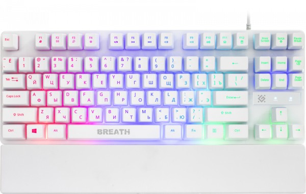 Defender Проводная игровая клавиатура Breath GK-184 RU, белый,радужная,87кнопок Defender 45184