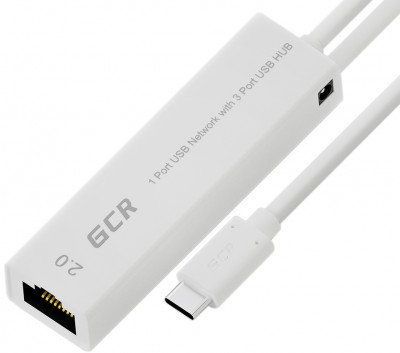 Greenconnect USB 3.1 Type C -> Ethernet RJ-45 F Lan Card + USB 2.0-разветвитель на 3 порта, сетевой адаптер, белый, GCR-UC2CL02 Greenconnect USB 3.1 Type C -> Ethernet RJ-45