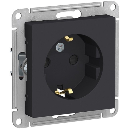 ATLASDESIGN РОЗЕТКА с заземлением со шторками, 16А, механизм, КАРБОН Schneider Electric ATN001045