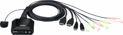 KVM-переключатель ATEN CS22H [CS22H-AT] кабельный, 2 порта, USB, 4K HDMI, пульт удаленного переключения порта ATEN CS22H