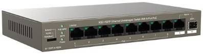 IP-COM F1110P-8-102W Коммутатор неуправляемый PoE, 10 портов, 10x100 Мбит/с, 2x1 Гбит/с, PoE 8х99 Вт, настольный