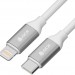 GCR Кабель 0.5m TypeC/Lightning MFI POWER DELIVERY 18 W, быстрая зарядка, белый силикон, AL корпус серебро, белый ПВХ, GCR-52359 Greenconnect USB 2.0 Type-C (m) - Lightning (m) 0.5м