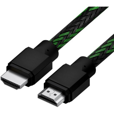 Кабель 0.5m HDMI 2.0, BICOLOR черно-зеленый нейлон, Ultra HD, 4K 60 fps 60Hz/5K*30Hz, 3D, AUDIO, 18.0 Гбит/с, 28AWG 4PH 4PH-R90008