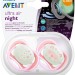 Пустышка 6-18M, 2 шт НОЧНАЯ для девочки Philips Avent ultra air SCF376/22
