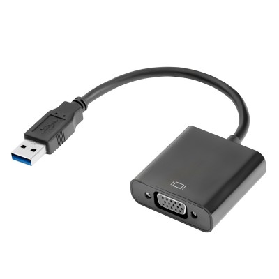 GCR Конвертер-переходник USB 3.0 AM > VGA 15F, черный, GCR-U32VGA2B Greenconnect GCR-U32VGA2B