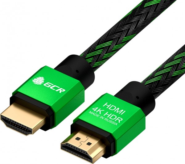 GCR Кабель 1.5m HDMI 2.0, BICOLOR нейлон, AL корпус зеленый, HDR 4:2:2, Ultra HD, 4K 60 fps 60Hz/5K*30Hz, 3D, AUDIO, 18.0 Гбит/с, 28AWG. GCR-52161 Greenconnect HDMI (m) - HDMI (m) 1.5м