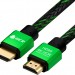 GCR Кабель 1.5m HDMI 2.0, BICOLOR нейлон, AL корпус зеленый, HDR 4:2:2, Ultra HD, 4K 60 fps 60Hz/5K*30Hz, 3D, AUDIO, 18.0 Гбит/с, 28AWG. GCR-52161 Greenconnect HDMI (m) - HDMI (m) 1.5м
