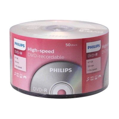 Диск DVD-R Philips 4.7 Gb, 16x, Cake Box (50)