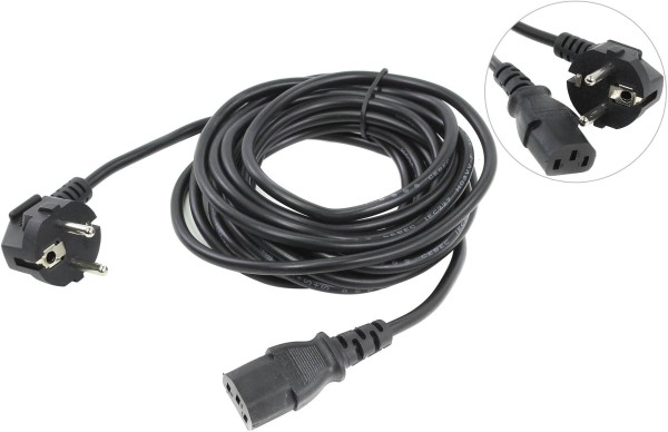 Кабель компьютер-розетка 220V (EURO) <VDE> 3G*0,5mm2 VCOM {CE021-CU} 5 метров  1