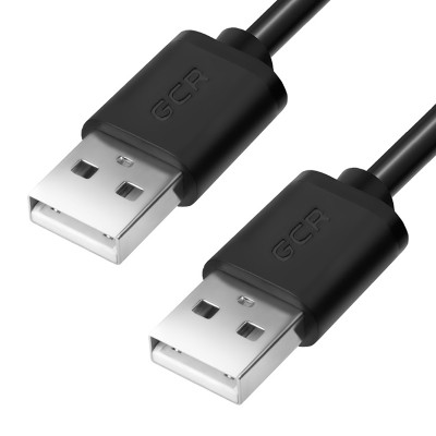 GCR Кабель 0.3m USB 2.0, AM/AM, черный, 28/28 AWG, экран, армированный, морозостойкий Greenconnect USB 2.0 AM - USB 2.0 BM 0.3м