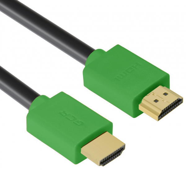 Greenconnect Кабель 0.3m HDMI версия 2.0, HDR 4:2:2, Ultra HD, 4K 60 fps 60Hz/5K*30Hz, 3D, AUDIO, 18.0 Гбит/с, 28/28 AWG, OD7.3mm, тройной экран, черный, зеленые коннекторы, GCR-HM421-0.3m Greenconnect HDMI (m) - HDMI (m) 0.3м