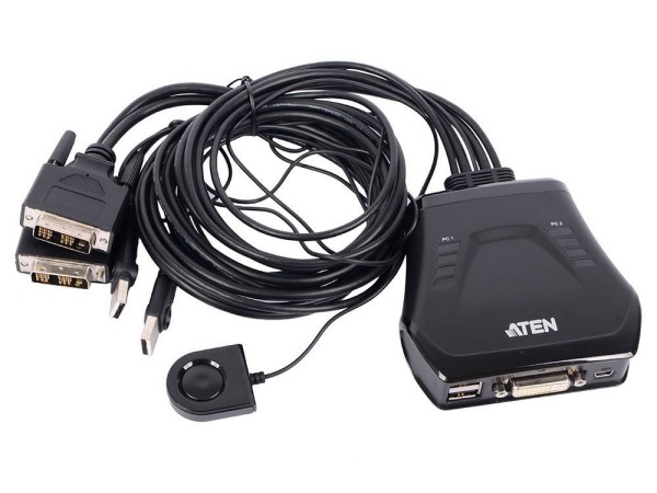 Переключатель ATEN CS22D-A7, электрон., KVM,  1 user USB+DVI-D