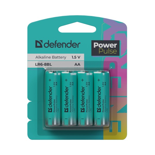 Defender Батарейка алкалиновая LR6-8BL АА, блистер, 8 шт., PowerPulse