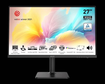 МОНИТОР 27" MSI Modern MD272QXP Black с поворотом экрана (IPS, 2560x1440, 100Hz, 4ms, 178°/178°, 400 cd/m², 1000:1)