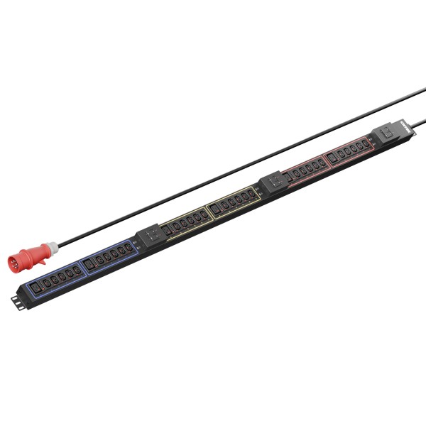 Панель распределения ONTEK PDU Basic OBPA9 вертикальная 32A/3ф, с мини-выключателем 16А 6шт, выход - C13 x 30 шт. / C19 x 6 шт., кабель 3 м, IEC60309 5p