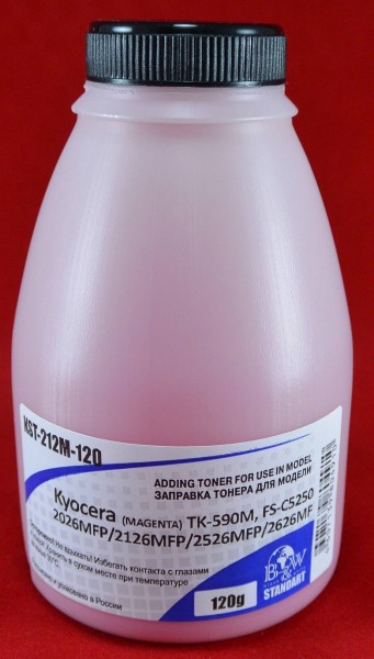 Тонер для Kyocera TK-590M, FS-C5250/2026MFP/2126MFP/2526MFP Magenta(фл. 120г) 5K B&W Standart Tomoegawa фас.Россия