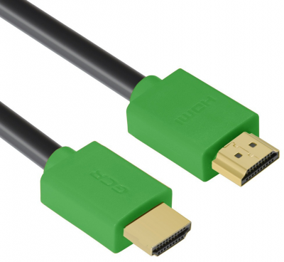 Greenconnect Кабель 1.5m HDMI версия 2.0, HDR 4:2:2, Ultra HD, 4K 60 fps 60Hz/5K*30Hz, 3D, AUDIO, 18.0 Гбит/с, 28/28 AWG, OD7.3mm, тройной экран, черный, зеленые коннекторы, GCR-HM421-1.5m Greenconnect HDMI (m) - HDMI (m) 1.5м