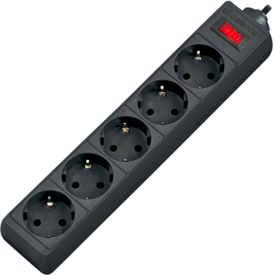 Сетевой фильтр Defender ES 3 3 м, черный, 5 розеток Defender ES 3 Black (3 м, 5 розеток)
