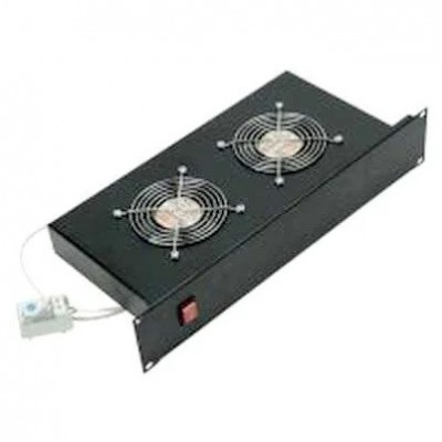 Вентиляторный модуль с 2 вентиляторами и термостатом для шкафов Evoline, черный Estap FAN4AT2F01_M50