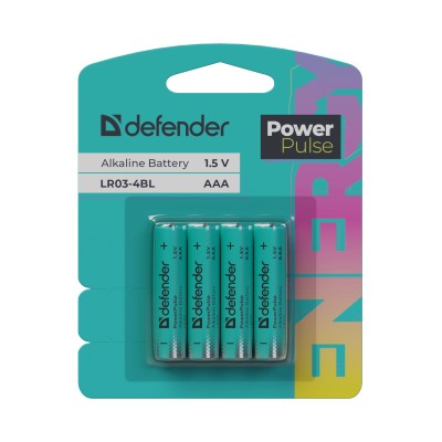 Defender Батарейка алкалиновая LR03-4BL ААА, блистер, 4 шт.,PowerPulse