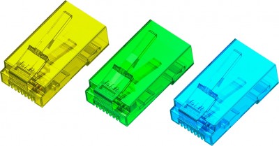 Greenconnect Коннектор цветной RJ-45 cat.5e UTP Male, для многожильного кабеля, 8p8c 15 шт (3 цвета по 5 шт), GCR-51802 Коннектор Greenconnect цветной RJ-45 cat.5e UTP Male