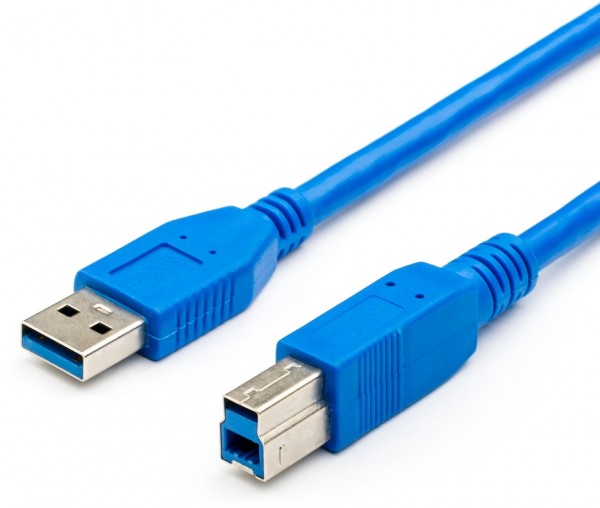 Кабель USB 3 м (USB 3.0, Am <=> Bm, синий) ATcom USB 3.2 (am) -  USB 3.2 (bm) 3 м