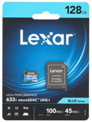 Флеш карта microSD 128GB Lexar High-Performance 633x microSDXC UHS-I U3 V30 A1, 100/45 Mb/s (SD адаптер)