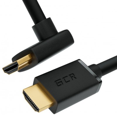 GCR Кабель 2.0m HDMI 2.0, M/M верхний угол, черный, HDR 4:2:2, Ultra HD, 4K 60 fps 60Hz/5K*30Hz, 3D, AUDIO, 18.0 Гбит/с, 28/28 AWG, GCR-52319 Greenconnect HDMI (m) - HDMI (m) 2м