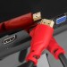 GCR Кабель 1.0m HDMI версия 1.4, черный, красные коннекторы, OD7.3mm, 30/30 AWG, позолоченные контакты, Ethernet 10.2 Гбит/с, 3D, 4K GCR-HM350-1.0m, экран Greenconnect GCR-HM350-1.0m