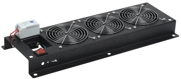 Вентиляторная панель с выключателем и термостатом 3 модуля чёрная ITK FM05-32M