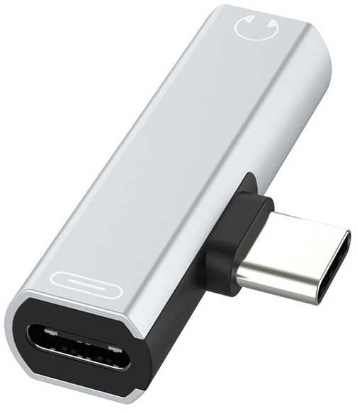 GCR Переходник USB Type C > 3.5mm mini jack + TypeC, серебряный, GCR-UC2AUX Greenconnect USB 3.2 Type-C (m) - USB 3.2 Type-C (m),mini jack 3.5 mm (f)