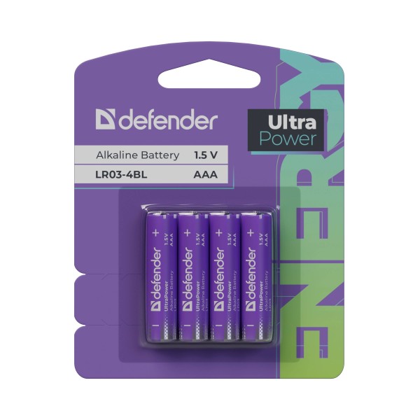 Defender Батарейка алкалиновая LR03-4BL ААА, блистер, 4 шт.,UltraPower