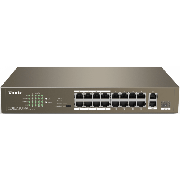 Коммутатор Tenda F1118P-16-150W