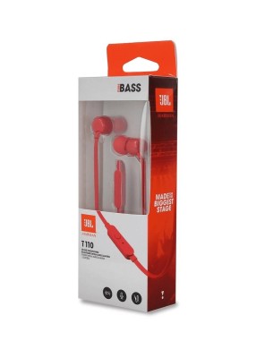 JBL Наушники Tune 110, внутриканальные с микрофоном, красный.